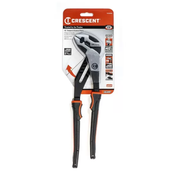 Crescent 12 in. Z2 K9 Straight Jaw Dual Material Tongue and Groove Pliers