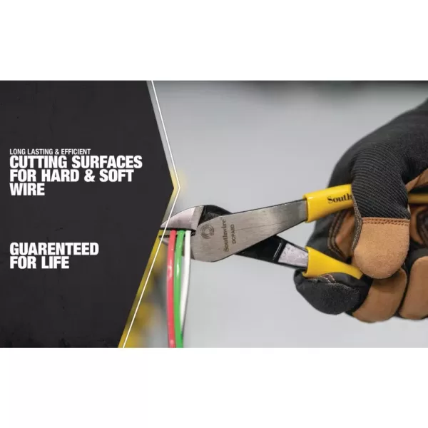 Southwire 8 in. Angled Head High-Leverage Diagonal Cutting Pliers with Dipped Handles